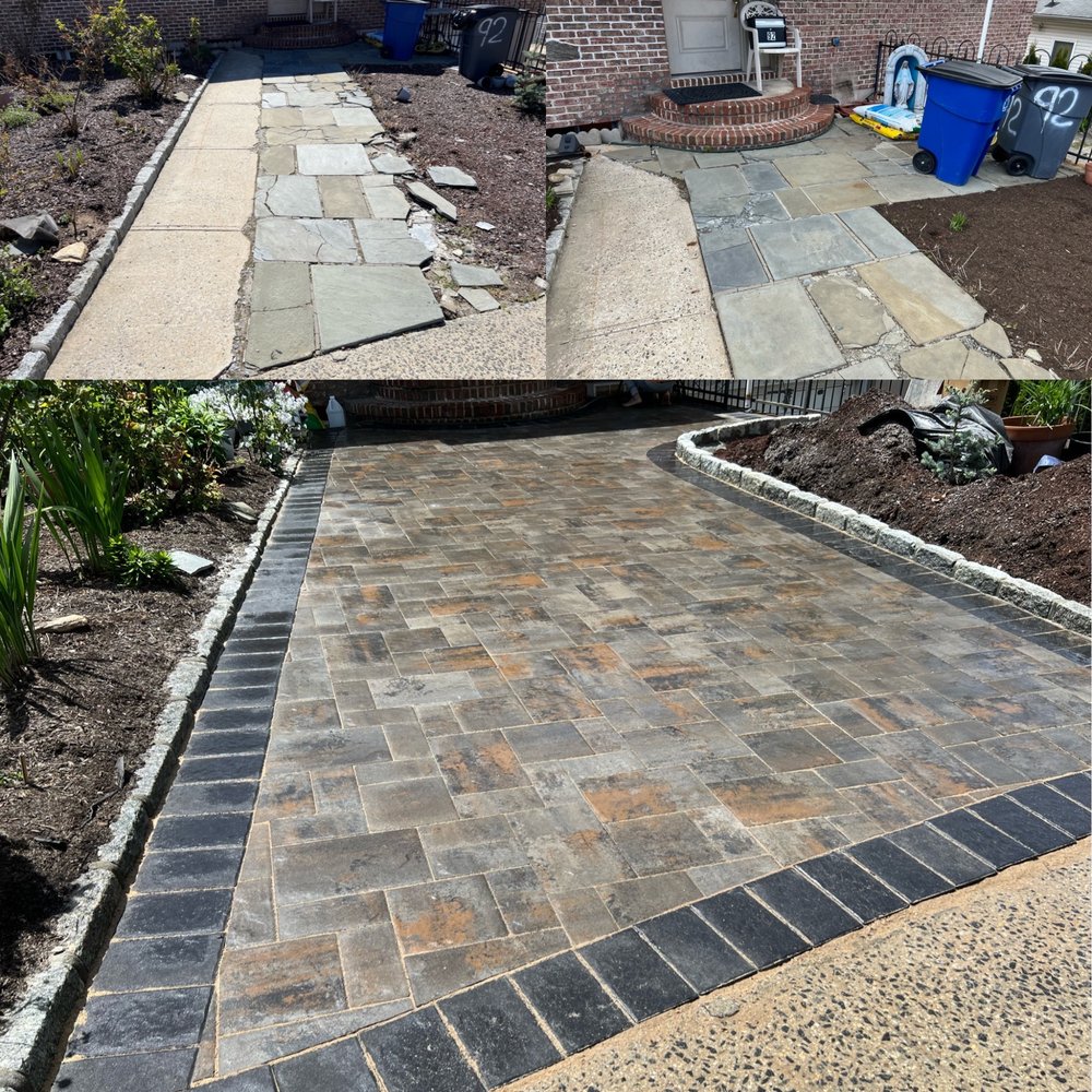 Sammy's Landscaping custom Belgian block edging project in Westchester NY