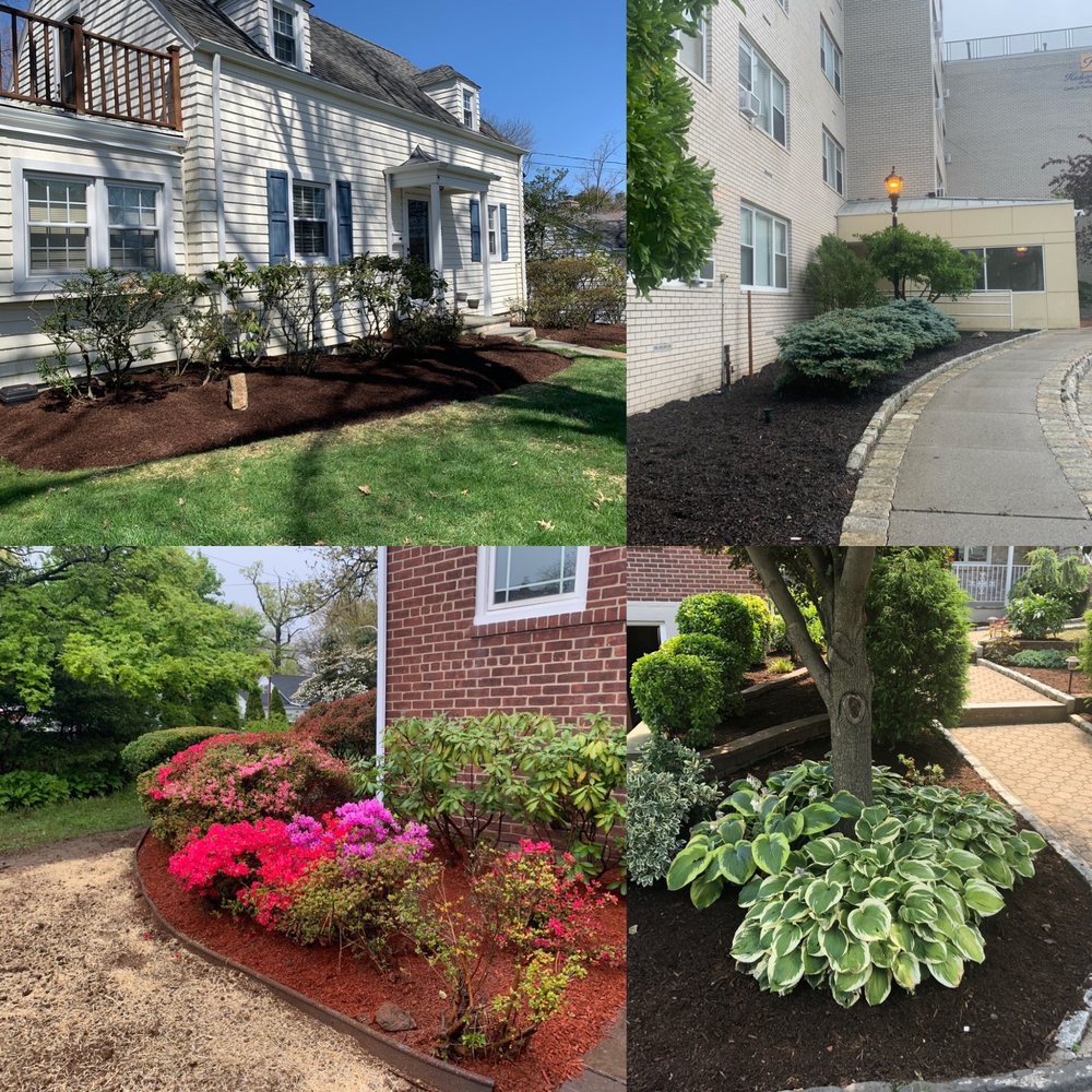 Sammy's Landscaping spring cleanup with fresh mulch beds